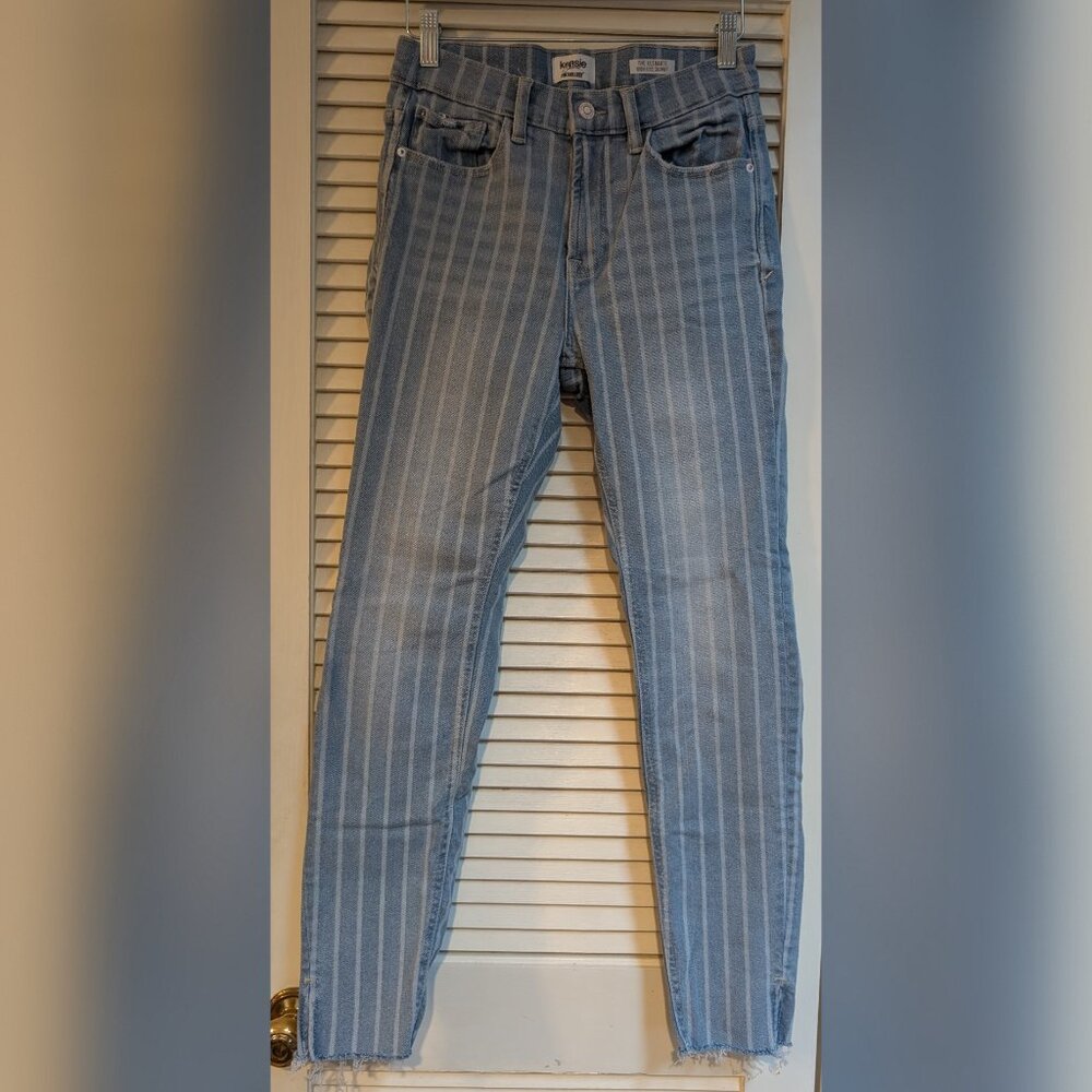 Kensie Striped Vintage Luxe Ultimate High Rise Denim Skinny Jeans | Size 6 / 28